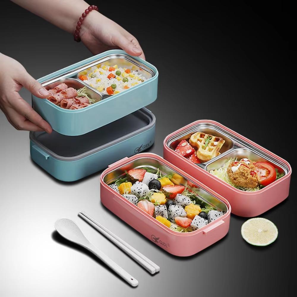 Compartments Food Container Microwavable Food Storage Box Portable 2 Layer Lunch Box  Worker