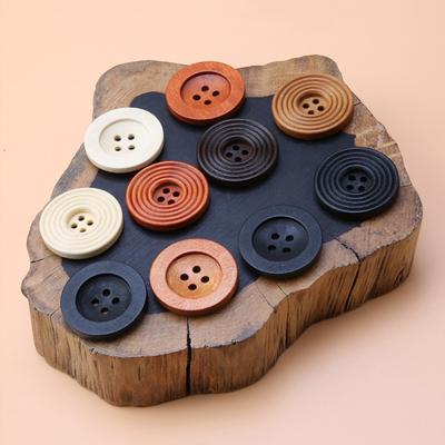 Four-Eye Wooden Buttons Men'S And Women'S Clothes Coat Trench Coat Button Accessories Round Versatile Children'S Shirt Sweater Buttons