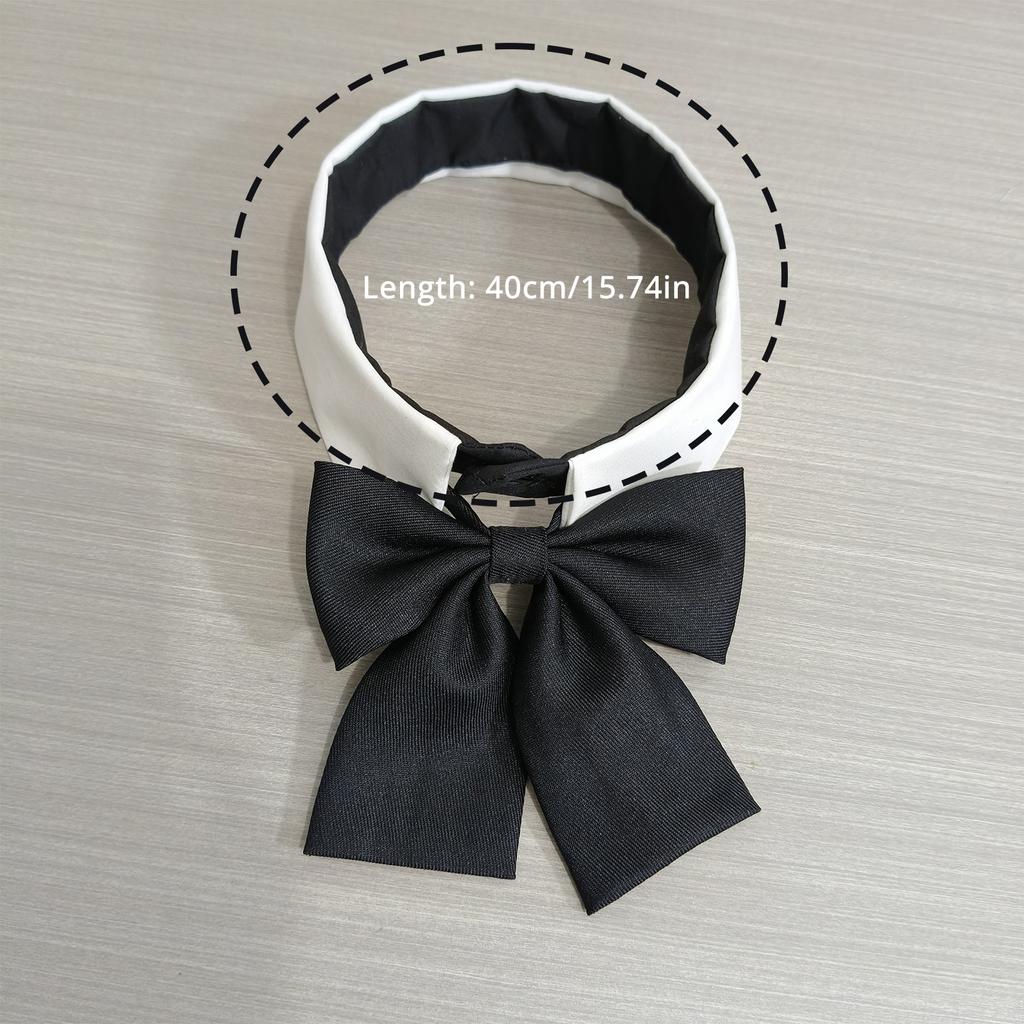 Multipurpose Removable Faux Collar with Black Bowtie Front for Women Girls Elegant Students Shirt Accessories Choker