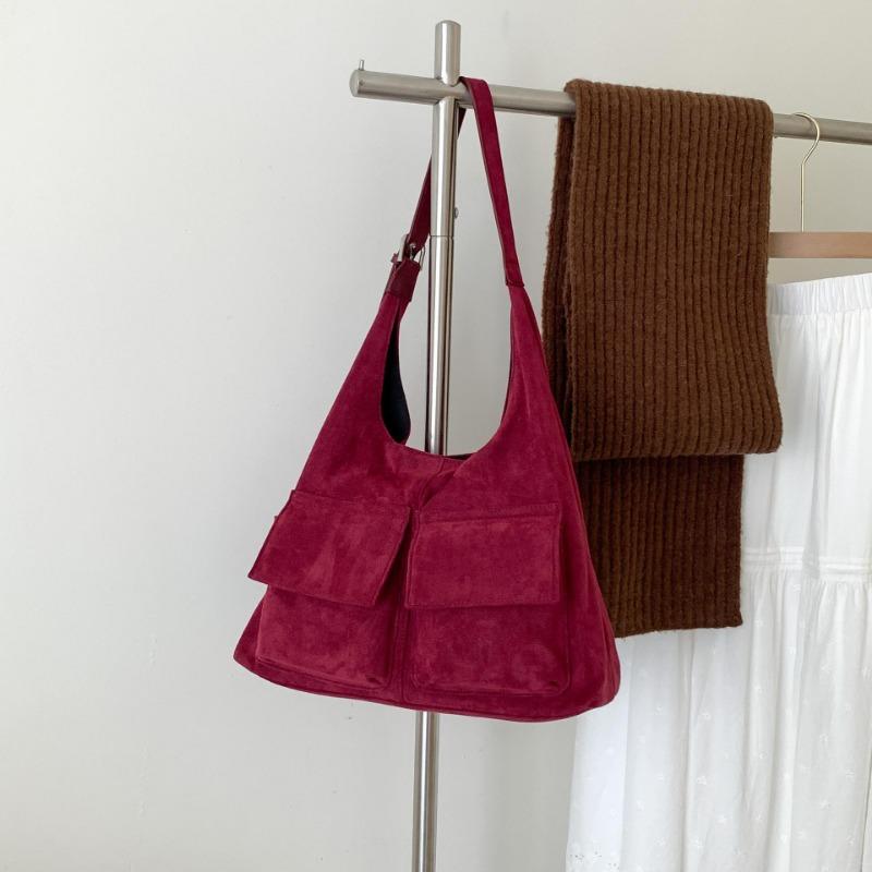 

Новая замшевая сумка ретро мода женская сумка через плечо большой вместимости осенне-зимняя замшевая сумка-тоут для работы женская бордовый