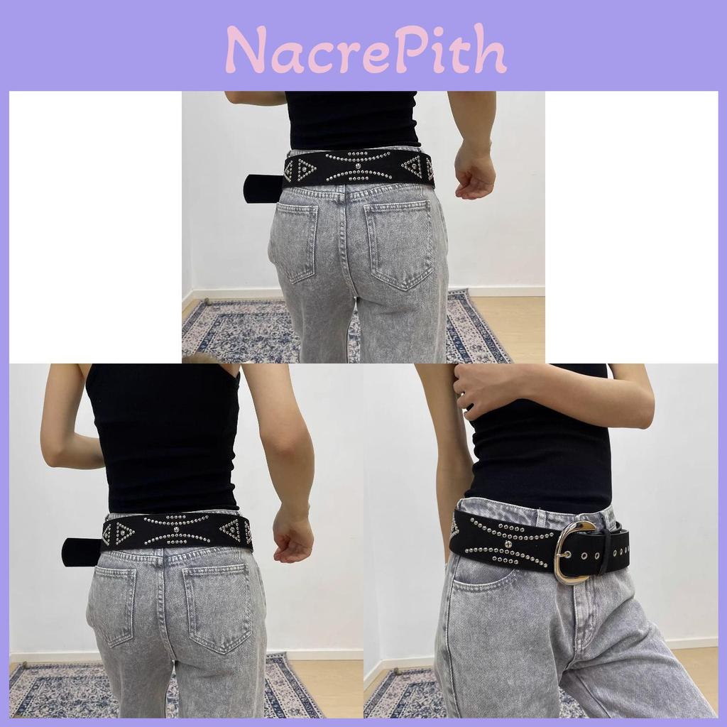 Punk Rock Wide Belt With Rivets For Women Fashion Accessory