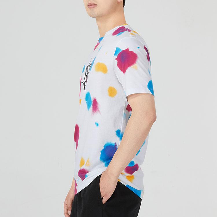 Nike Tie-Dye Geometric Pattern Casual Round Neck Short Sleeve T-Shirt Men Tops White DQ1068-100