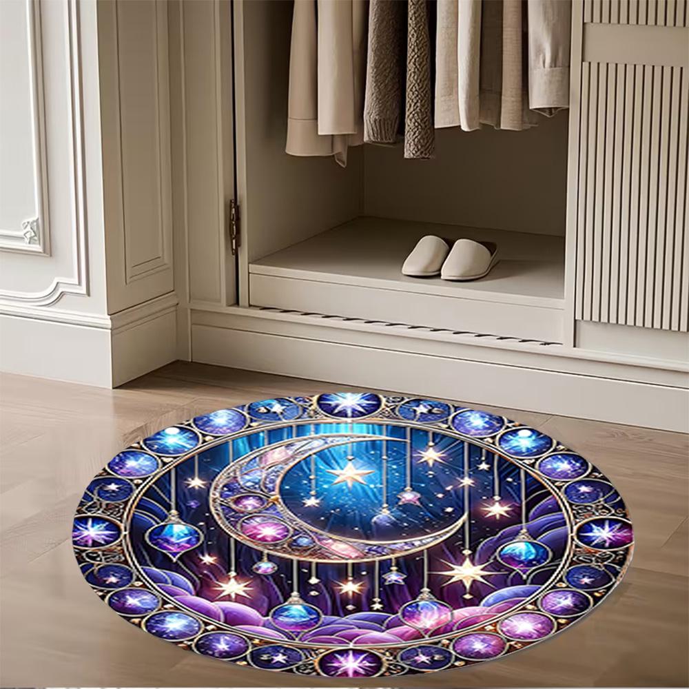 1pc Home Carpet with Stained Glass Design Non Slip Office Decor Gift Living Room Bedroom