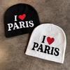 Unisex Block Color Heart Letter Knitted Hat For Fall And Winter Use Outdoor