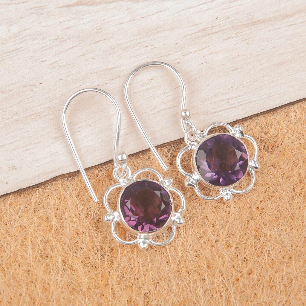 Amethst Gemstone 925 Sterling Silver Jewelry Handmade Drop/Dangle Earrings 1.40" EE-56-9