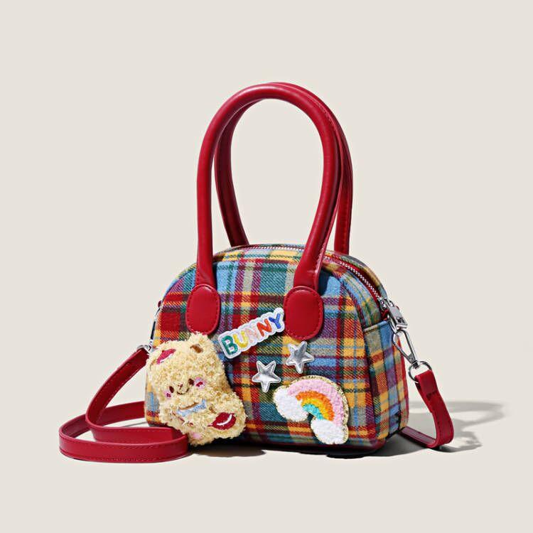 Cute plaid women's crossbody bag with Ins style, fashionable shoulder bag, high appearance, zero wallet