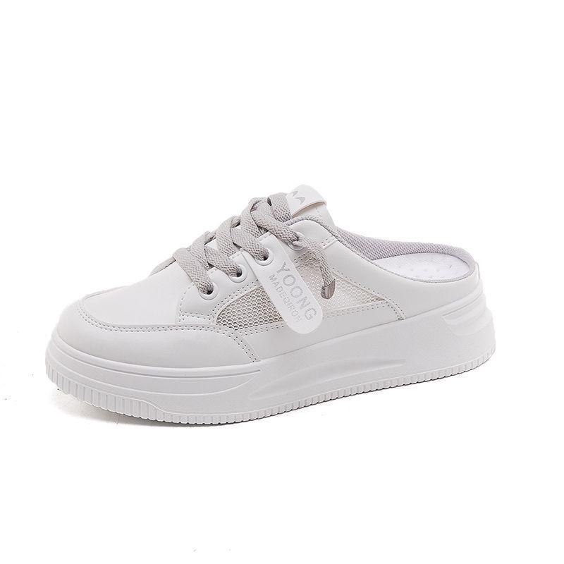 2022 Women's Trendy Half-Open Toe White Slippers - Casual Summer Cool Closed-Toe Fashion Footwear