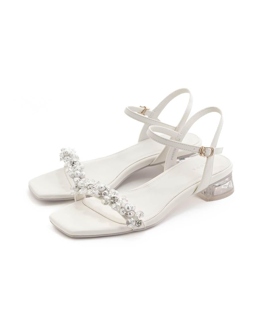 

Flower motif strap sandals PR35197 WHITE LL