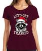 Lets Get Trashed Christmas Raccoon Santa Hat Party Funny Ladies Tshirt