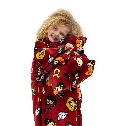 HARRY POTTER Childrens/Kids Charm Fleece Sherpa Lined Blanket Hoodie