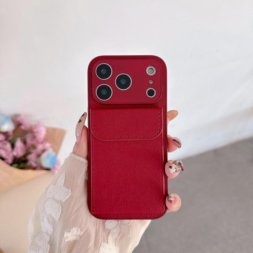 Litchi Pattern Leather Full Coverage Card Holder Case for iPhone 15 and 12, Compatible with Apple Air.