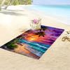 Extra Large Microfiber Beach Towel & Mat, Tropical Sunset Palm Print, Quick Dry Durable for Pool Yoga Camping Travel