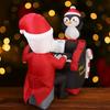 4.92FT Inflatable Toy Santa Piano Penguin with LED Light Holiday Gifts Xmas Decoration for Yard Christmas Supplies Home Ornament
