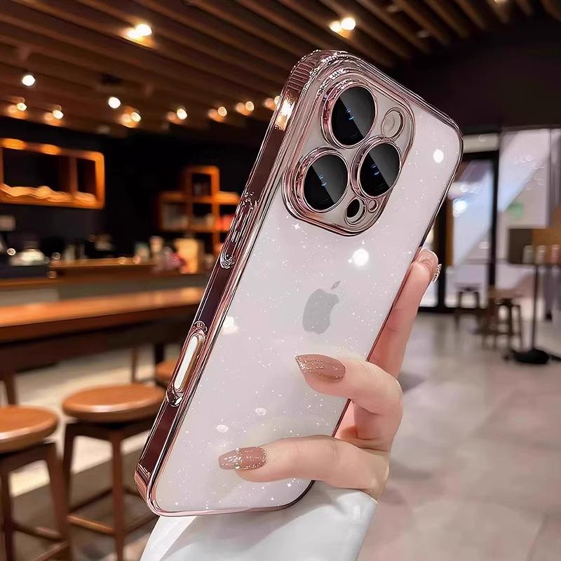 

Противоударный чехол-накладка с гальваническим покрытием и блестками «Звездный свет» для iPhone 16 Pro для Apple 15 Pro Max iPhone15pro