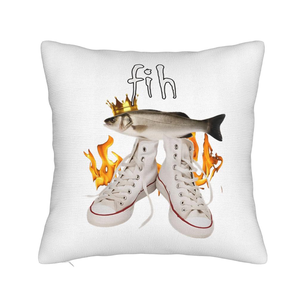 Fih Shoes Fish Funny Misspelled Fish Meme Fih Calling Humor Square Pillow Covers Room Cushion Cover Creative Decor Pillowcase