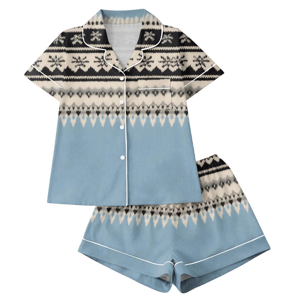Women's Short Sleeve Top and Shorts Set In Brushed Milk Silk Two Piece Casual Outfit