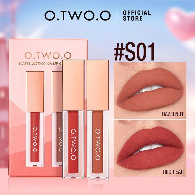 O.TWO.O - Matte Lock Color Lip Glaze Set - 3Types