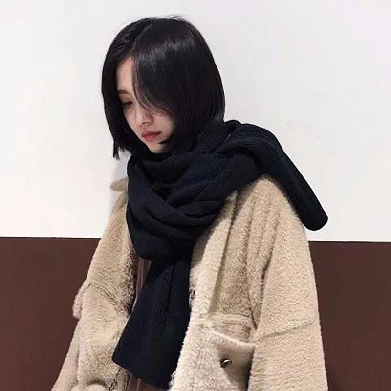 Autumn and Winter Women's Scarf Imitation Cashmere Thickening Fashion Warm Scarf Pure Color Wild Scarf Shawl