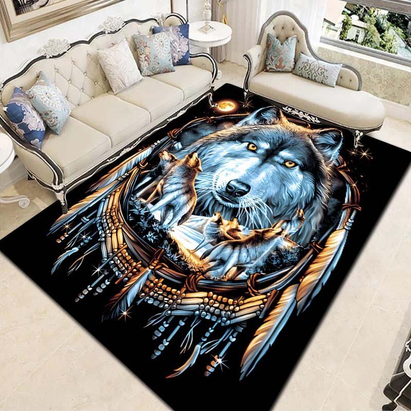 Cartoon Animal Collection Wolf Eagle Cat Dog Dragon Peacock Flannel Carpet Living Room Bedroom Decoration Anti slip Bathroom rug