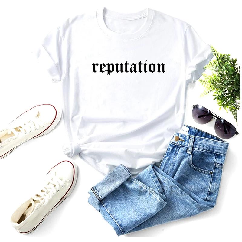 Reputation Merch T-Shirt Baumwolle Buchstabenaufdruck T-Shirt Folklore Kurzarm T-Shirts Lässig Sommer Rundhals T-Shirt Streetwear