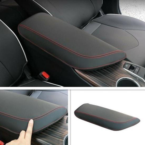For 2018- Toyota Camry Black + Red Car Armrest Box PU Leather Cushion Covers
