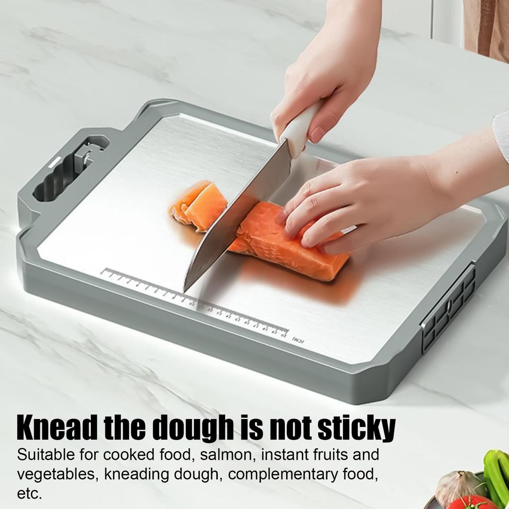 Stainless Steel Cutting Board Double Sided Meat Board Non-Slip Food Grade Mat For Vegetable Prep BBQ Restaurant Baking Outdoor