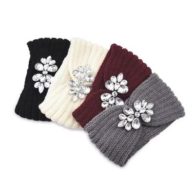 Rhinestone Knitted Headband: Trendy Ear Warmer & Hair Accessory for Autumn/Winter