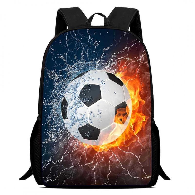 Kids Soccer Backpack Elementary School Students Large Capacity Lightweight Anti-Shock Ergonomic Design With Cartoon Print
