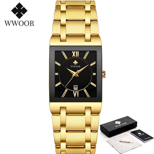 Orologio d'oro Da uomo Da uomo quadrato Top Brand Orologio da polso  impermeabile in acciaio inossidabile al quarzo dorato di lusso acquista in  modo economico — spedizione gratuita, recensioni reali con foto —