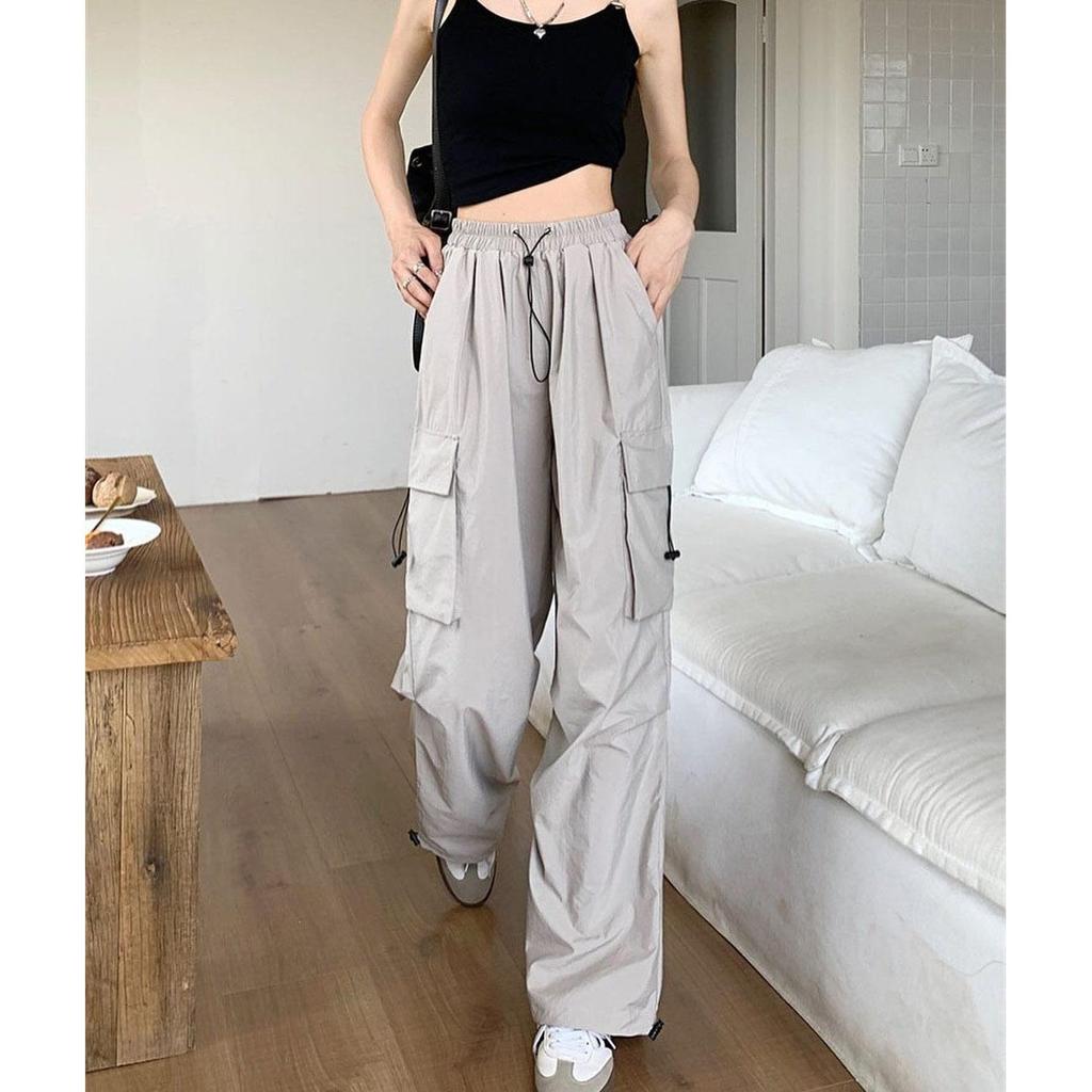 Streetwear Frühling Harem Casual Hosen Männer Elastische Taille Einfarbig Cargo Hosen Multi Tasche Lose Baggy Hosen für Frauen