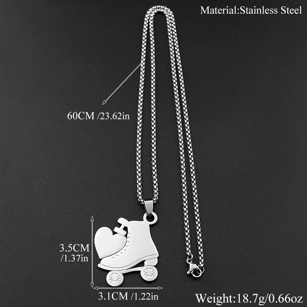 I Love Roller Skates Sympol Chain For Women Men Stainless Steel Gold Color Sports Femboy Egirl Design Pendant Necklace Jewelry