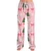 Ladies' Loose And Casual Christmas Printed Wide Leg Pants With Elastic Waistband Drawstring And Pocket Pants