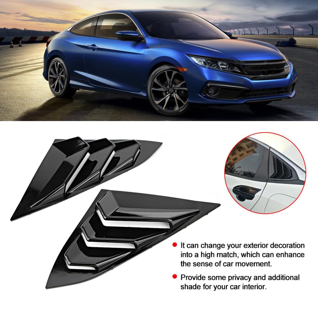 Bil Bakre Fönster Ventilationsutlopp Lamell Skärmlist Passar för Honda Civic 20162019