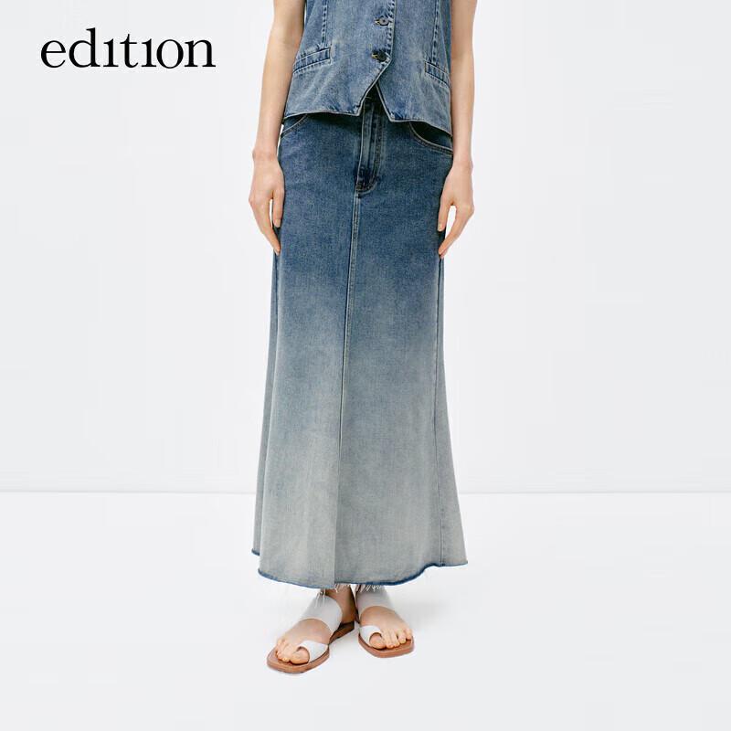 Эксклюзивная женская ретро-юбка-рыбка с градиентом синего денима S (160cm)