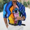 Fashion Long Sleeve Lapel Button Up Plus Size Shirt Men 3d Print Blouse