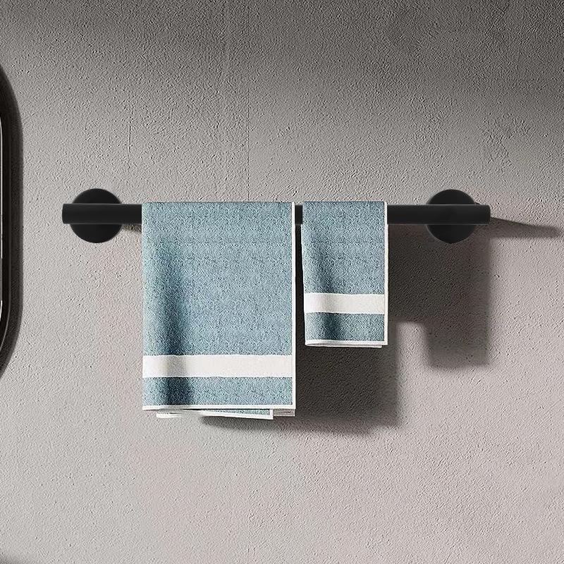 No-Drill Stainless Steel Bathroom Towel Rack - Single Bar with Storage