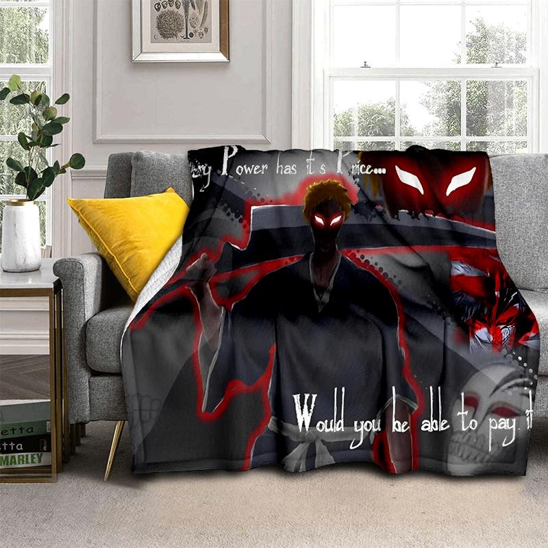 3D Bleach Kurosaki Ichigo Cartoon Anime Soft Blanket,Soft Throw Blanket for Home Bedroom Bed Sofa Travel Cover Child Gift