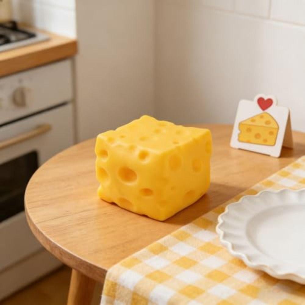 Sensory Stress Relief Giant Cheese Squishys Yellow Slow Rising Soft Squeeze Toy