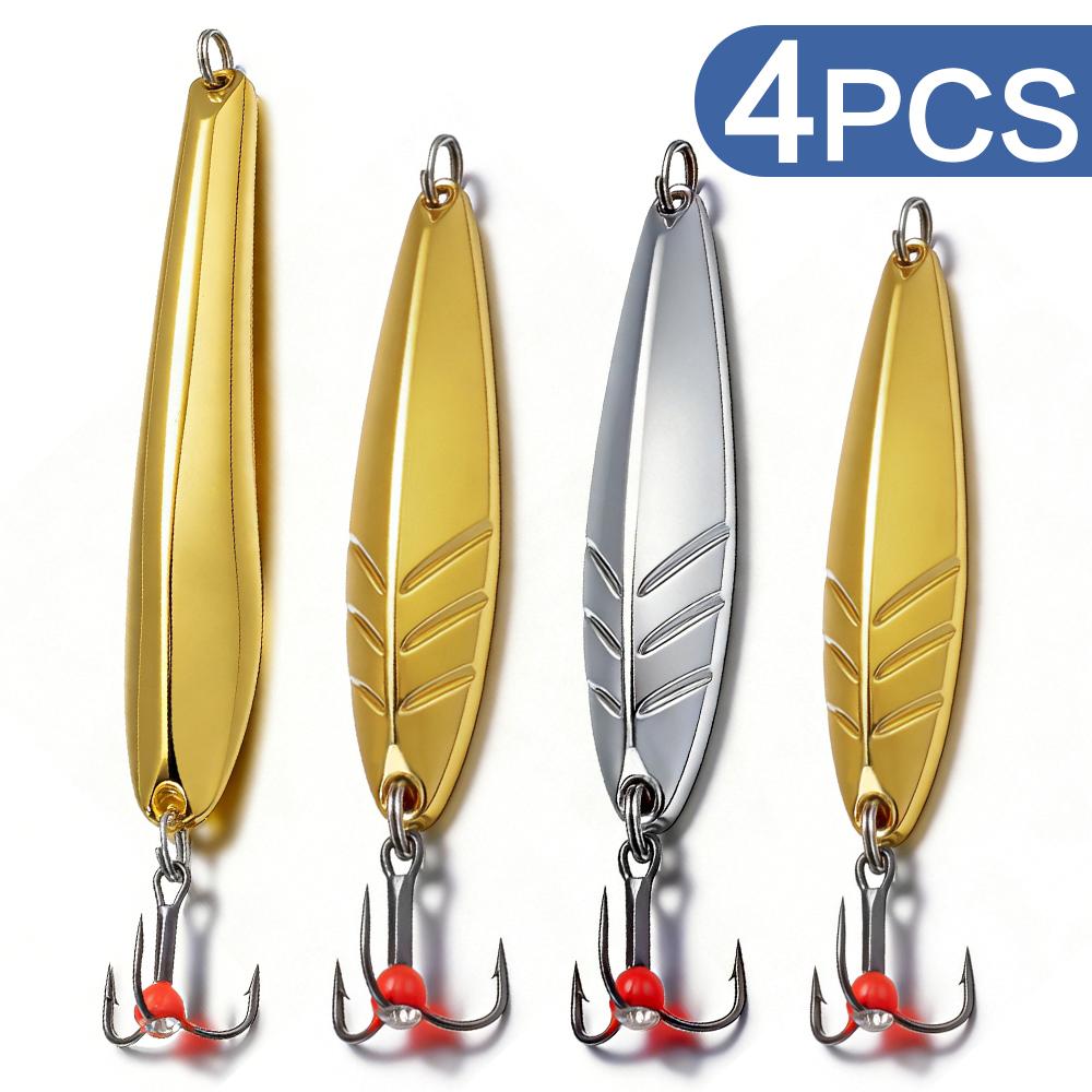

FTK 4pcs Spoon Ice Fishing Bait 10g / 15g / 25g 76mm / 98mm Rotary Bait Treble Hook Hard Bait 4pcs/10g+15g+15g+20g