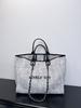 Pearl embroidered beach bag canvas chain bag large capacity handbag shoulder shopping bag women's tote bag