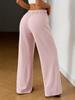 European & American Women's Solid Color Elastic Waist Wide-Leg Casual Pants