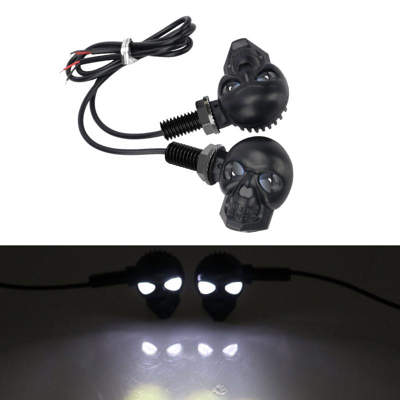 2Pcs Motorcycle Led Skull Shape Waterproof Turn Light Auxiliary Headlights Scooter Driving For Racer Spotlight