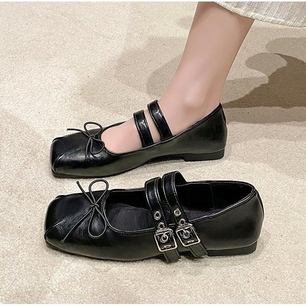 

French flat-bottomed small fragrant Mary Jane single shoes fairy shoes 2025 new spring silver ballet evening shoes 40 чорний