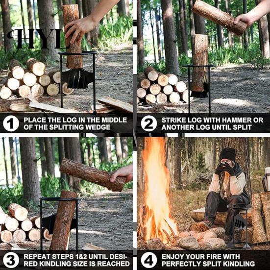 Wood Splitter Wedge Metal Heavy Duty Log Manual Kindling Portable Outdoor Camping Cooking Firewood Splitting Tool