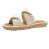 Thick-soled Sofa Soft Slippers Women's New Summer Wear Flat-bottomed One-word Slippers Comfortable and Cool Slippers