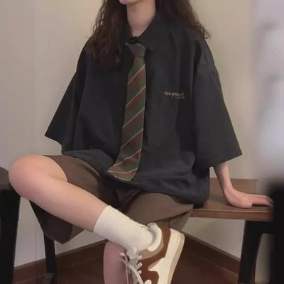 Damen Sommer Casual Grün & Weiß Retro Bindeshirt