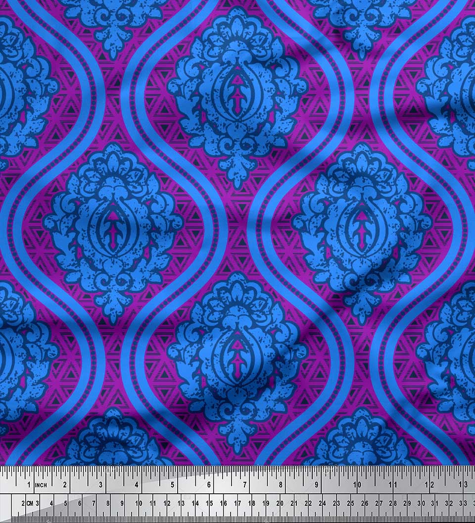 

Soimoi Green Japan Crepe Satin Fabric Floral Damask Print Fabric by metre 42 Inch 42 Inch Wide - Poly Crepe фіолетовий