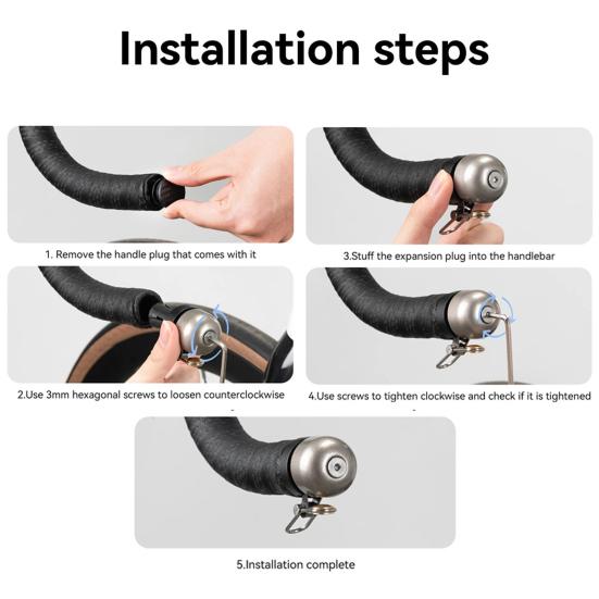 Bicycle Handlebar End Bell 80dB Crisp Loud Sound Lightweight Universal 22.2MM MTB Road Mountain Bicycle Grip Handle End Alarm Bell Bike Accessories