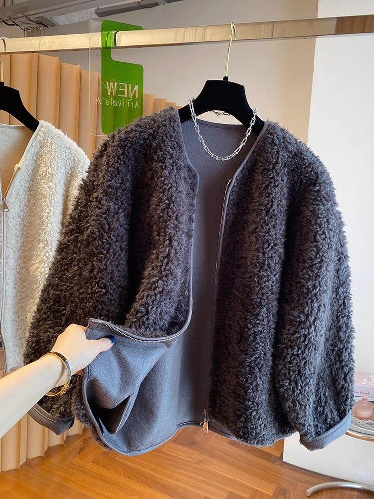 Winter 2025 Women's Faux Lambswool Leather-Fur Coat - Warm, Loose, Fluffy