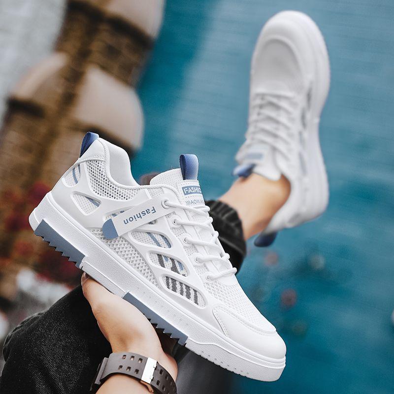 New men's shoes mesh white shoes student moral training board shoes trend fashion casual shoes soft sole sports shoes running shoes